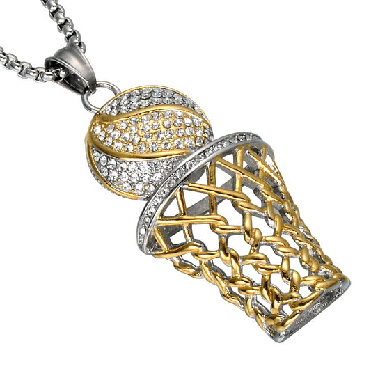 Rhinestone Basketball Pendants Necklaces