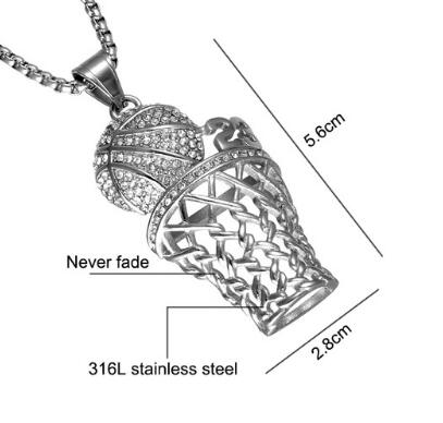 Rhinestone Basketball Pendants Necklaces